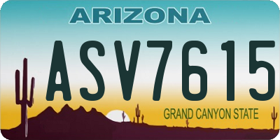 AZ license plate ASV7615