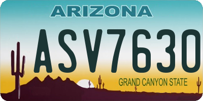 AZ license plate ASV7630