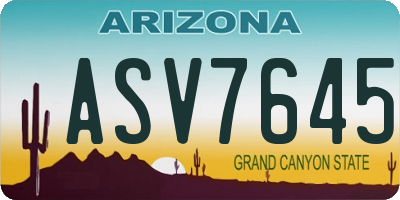 AZ license plate ASV7645