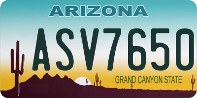AZ license plate ASV7650