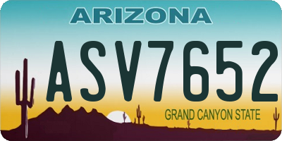 AZ license plate ASV7652