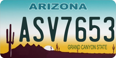 AZ license plate ASV7653