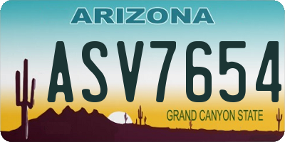 AZ license plate ASV7654