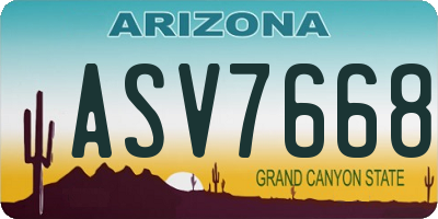 AZ license plate ASV7668