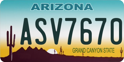 AZ license plate ASV7670