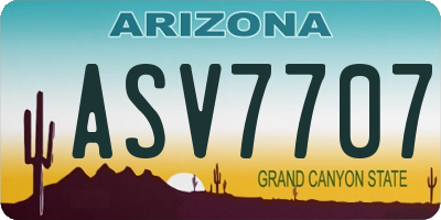 AZ license plate ASV7707
