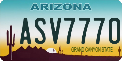 AZ license plate ASV7770