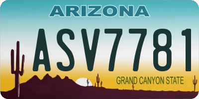 AZ license plate ASV7781