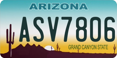 AZ license plate ASV7806