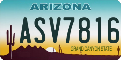 AZ license plate ASV7816