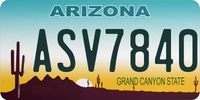 AZ license plate ASV7840