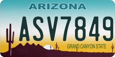 AZ license plate ASV7849