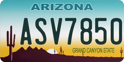 AZ license plate ASV7850