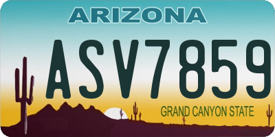 AZ license plate ASV7859