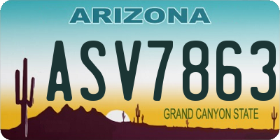 AZ license plate ASV7863