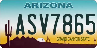 AZ license plate ASV7865