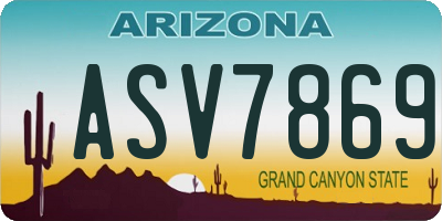 AZ license plate ASV7869