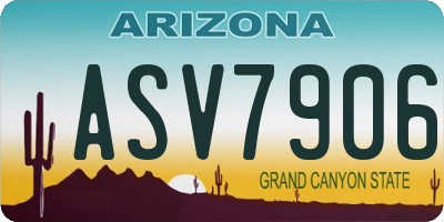 AZ license plate ASV7906