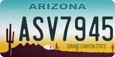 AZ license plate ASV7945