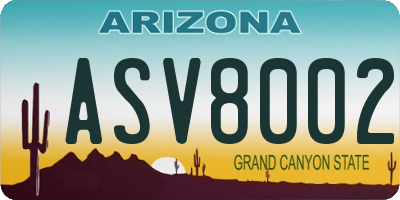 AZ license plate ASV8002