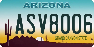 AZ license plate ASV8006