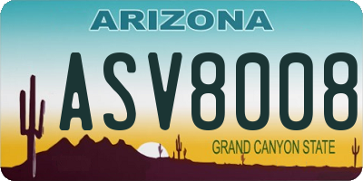 AZ license plate ASV8008