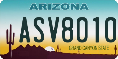 AZ license plate ASV8010