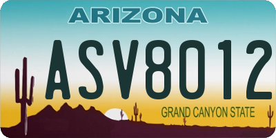 AZ license plate ASV8012
