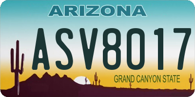AZ license plate ASV8017