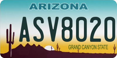 AZ license plate ASV8020