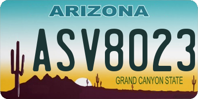 AZ license plate ASV8023