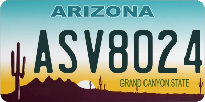 AZ license plate ASV8024