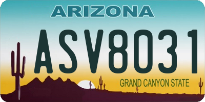 AZ license plate ASV8031