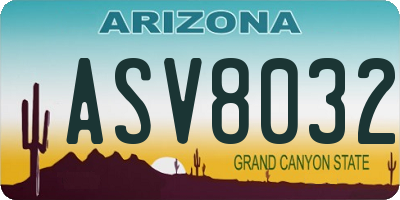 AZ license plate ASV8032