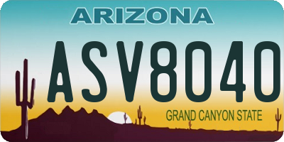 AZ license plate ASV8040