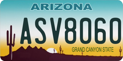 AZ license plate ASV8060