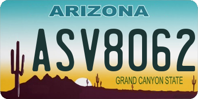 AZ license plate ASV8062