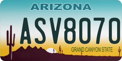 AZ license plate ASV8070