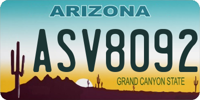 AZ license plate ASV8092