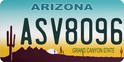 AZ license plate ASV8096