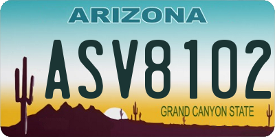 AZ license plate ASV8102