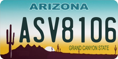 AZ license plate ASV8106
