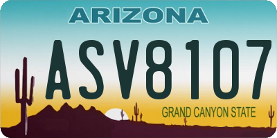 AZ license plate ASV8107