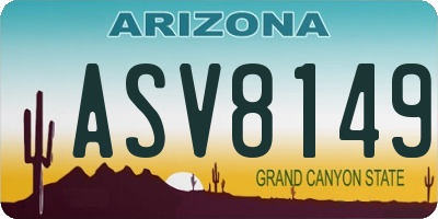 AZ license plate ASV8149