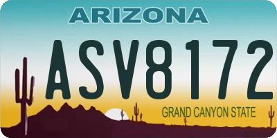 AZ license plate ASV8172