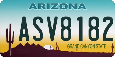 AZ license plate ASV8182
