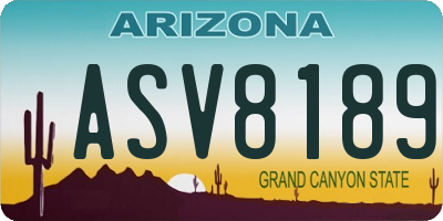 AZ license plate ASV8189