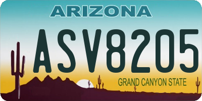 AZ license plate ASV8205