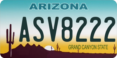 AZ license plate ASV8222