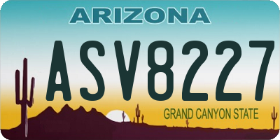 AZ license plate ASV8227